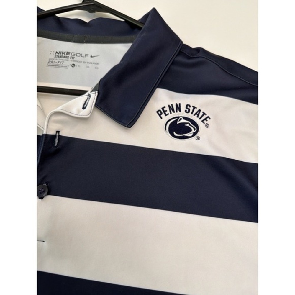 Nike Golf Penn State Dri-FIT Stripe Polo Shirt Men's XL‎ Blue White.     5160